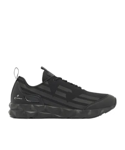 Ea7 Logo-print Faceted-sole Sneakers In Black