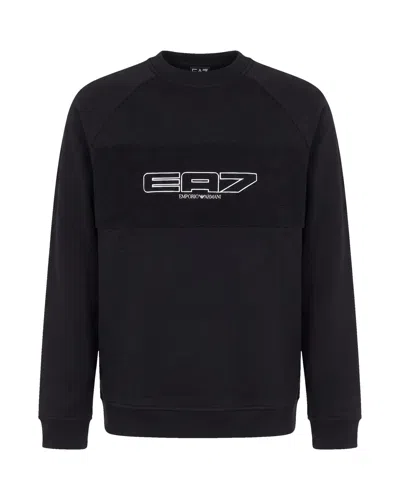 Ea7 Logo-print Fleece Sweatshirt In Black