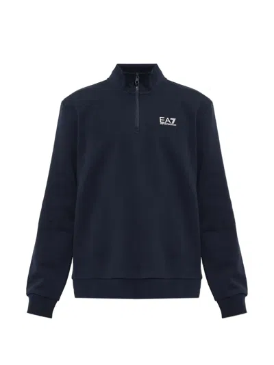 Ea7 Cotton-blend Core Identity Sweatshirt In Blue