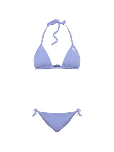 Ea7 Logo-print Halterneck Bikini In Blue