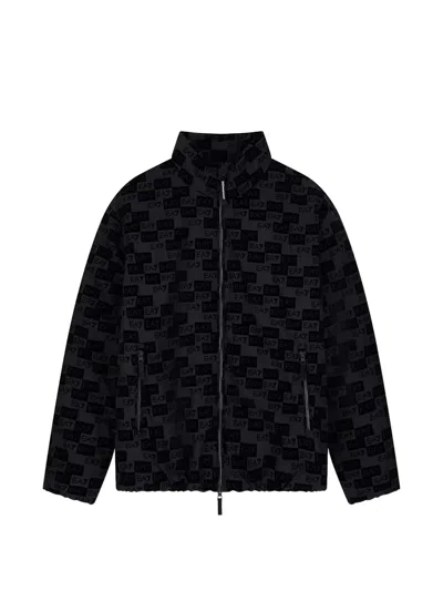 Ea7 Logo-print High-neck Jacket In Black