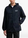 Ea7 Logo-print Hooded Jacket In Blue