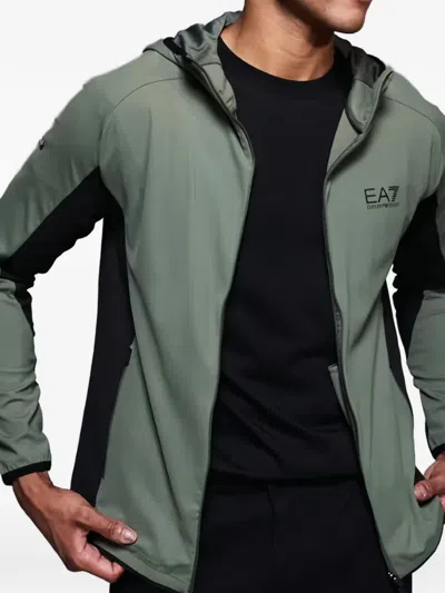 Ea7 Logo-print Hooded Jacket In Green