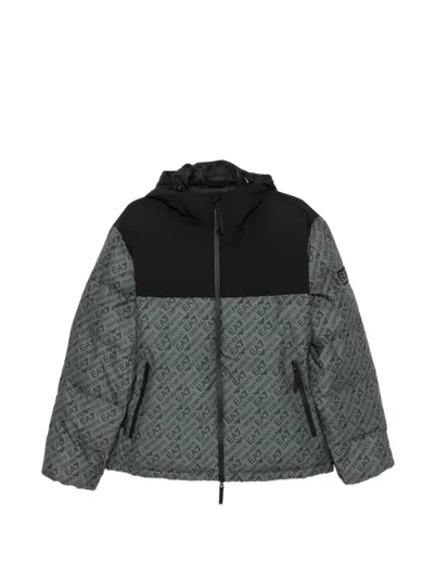 Ea7 Logo-print Hooded Jacket In Grey
