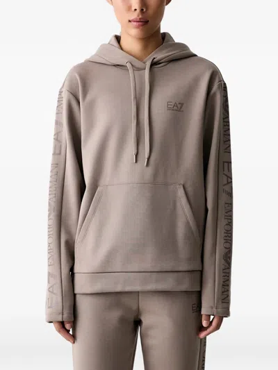 Ea7 Logo-print Hooded Tracksuit In Brown
