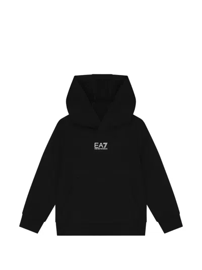 Ea7 Kids' Logo-print Hoodie In Black