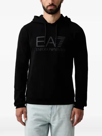 Ea7 Logo-print Hoodie In Black