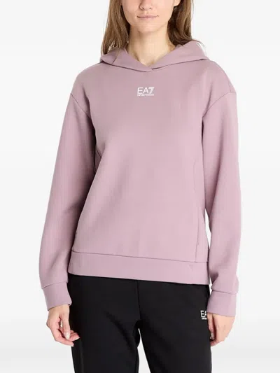 Ea7 Logo-print Hoodie In Pink