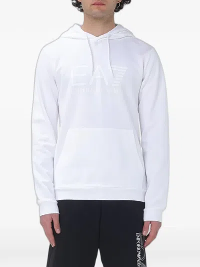 Ea7 Logo-print Hoodie In White