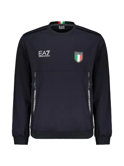 Ea7 Logo-print Italia Sweatshirt In Blue