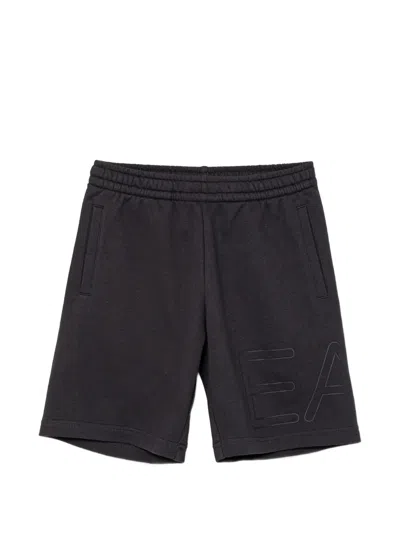 Ea7 Kids' Logo-print Jersey Shorts In Black