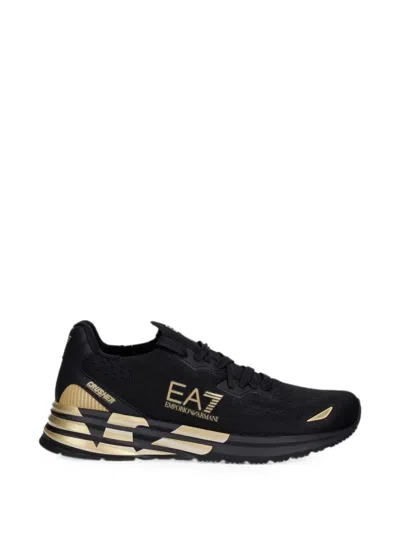 Ea7 Logo-print Lace-up Sneakers In Black