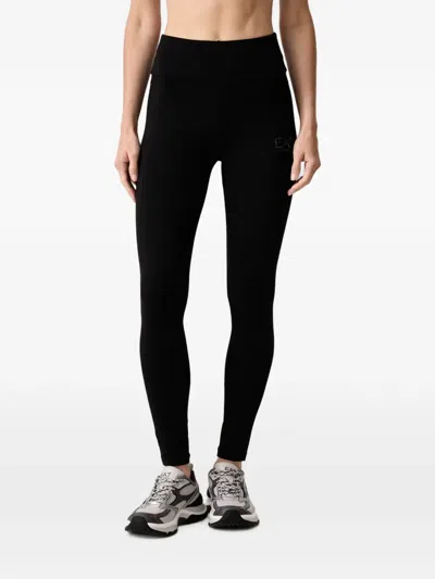 Ea7 Logo-print Leggings In Black
