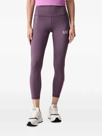 Ea7 Logo-print Leggings In Brown