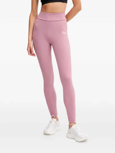 Ea7 Logo-print Leggings In Pink
