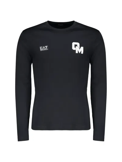 Ea7 Logo-print Long-sleeve T-shirt In Blue