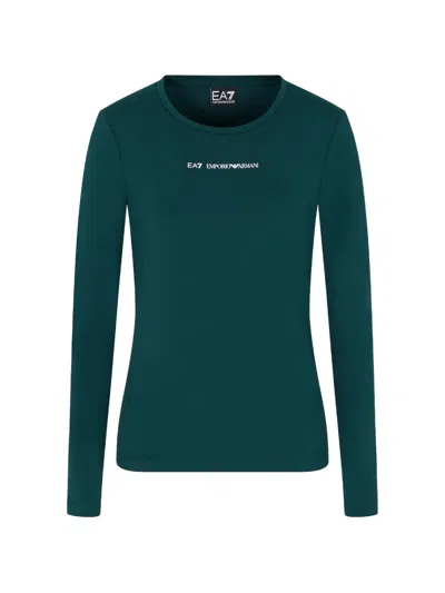 Ea7 Logo-print Long-sleeve T-shirt In Green