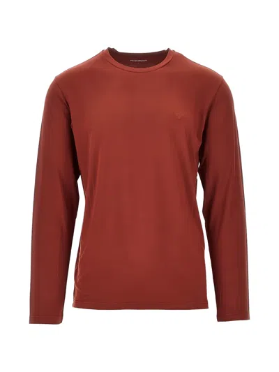 Ea7 Logo-print Long-sleeve T-shirt In Red