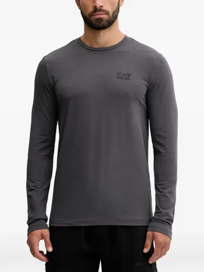 Ea7 Logo-print Long-sleeved T-shirt In Multi