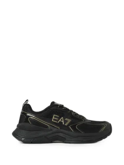 Ea7 Logo-print Mesh Sneakers In Black