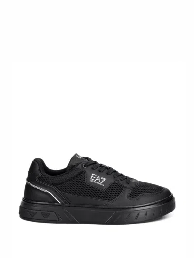 Ea7 Logo-print Mesh Sneakers In Blue
