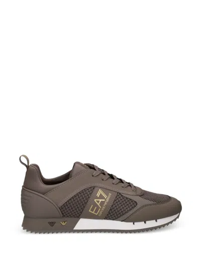 Ea7 Logo-print Mesh Sneakers In Brown