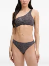 Ea7 Logo-print One-shoulder Bikini In Brown