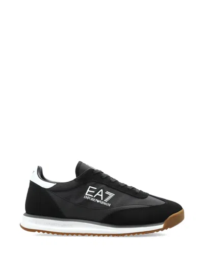 Ea7 Logo-print Panelled Sneakers In Black