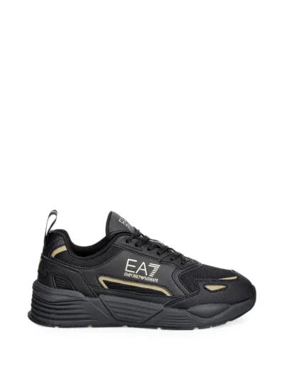 Ea7 Logo-print Panelled Sneakers In Black