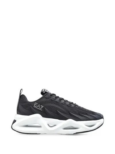 Ea7 Logo-print Panelled Sneakers In Black