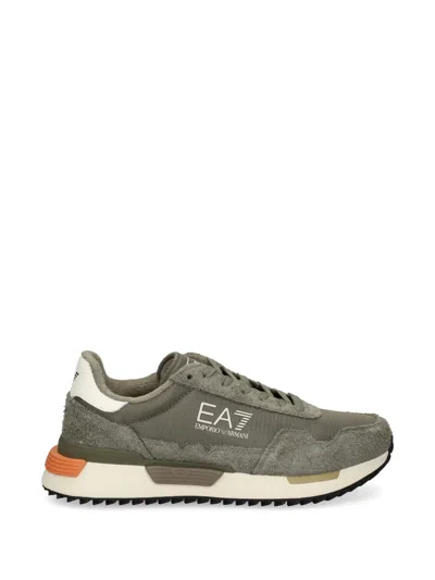 Ea7 Logo-print Panelled Sneakers In Green