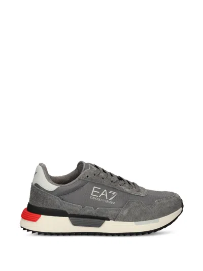 Ea7 Logo-print Panelled Sneakers In Gray