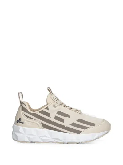 Ea7 Logo-print Panelled Sneakers In Neutral