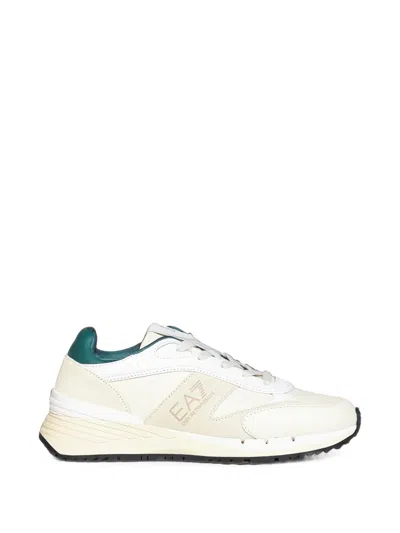 Ea7 Logo-print Panelled Sneakers In Neutral