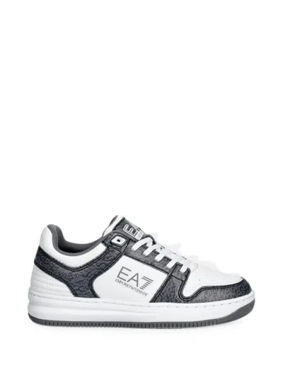 Ea7 Logo-print Panelled Sneakers In White