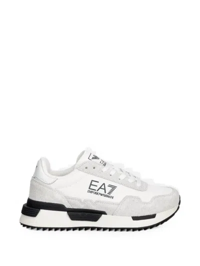 Ea7 Logo-print Panelled Sneakers In White