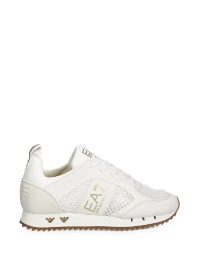 Ea7 Logo-print Panelled Sneakers In White