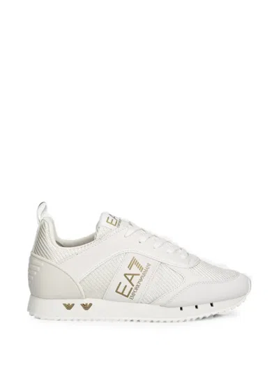 Ea7 Logo-print Panelled Sneakers In White