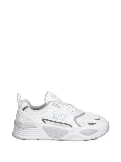 Ea7 Logo-print Panelled Sneakers In White