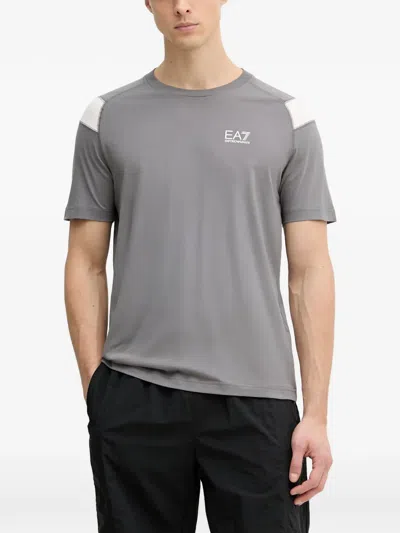 Ea7 Logo-print Panelled T-shirt In Multi