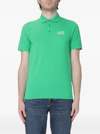 Ea7 Logo-print Polo Shirt In Green