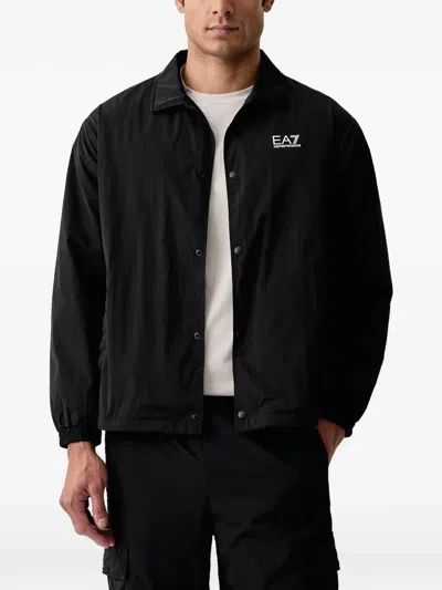 Ea7 Logo-print Press-stud Jacket In Black
