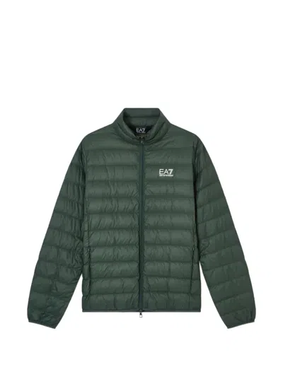 Ea7 Logo-print Quilted Jacket In Green