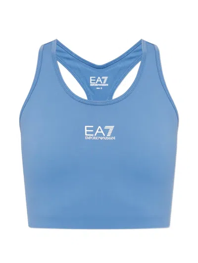 Ea7 Logo-print Racerback Top In Blue