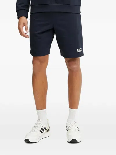 Ea7 Logo-print Shorts In Blue