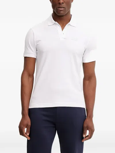 Ea7 Logo-print Short-sleeve Polo Shirt In White