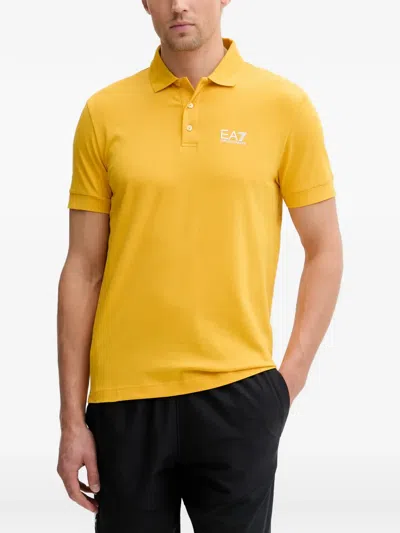 Ea7 Logo-print Short-sleeve Polo Shirt In Yellow