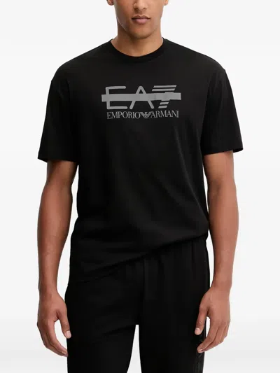 Ea7 Logo-print Short-sleeve T-shirt In Black