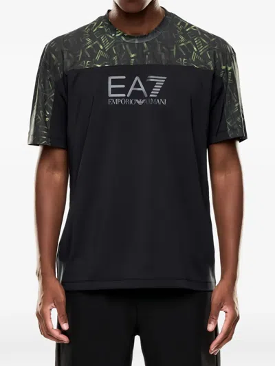 Ea7 Logo-print Short-sleeve T-shirt In Black