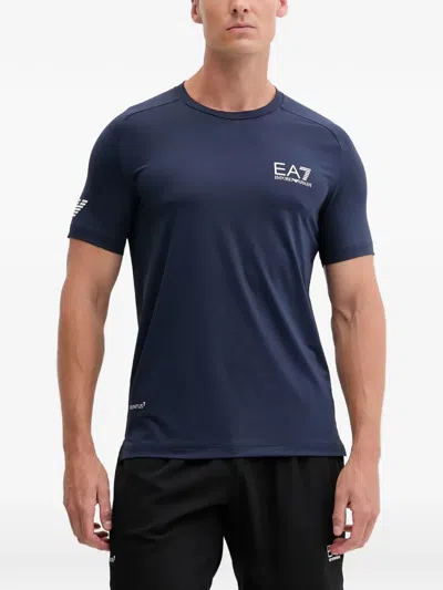 Ea7 Logo-print Short-sleeve T-shirt In Blue